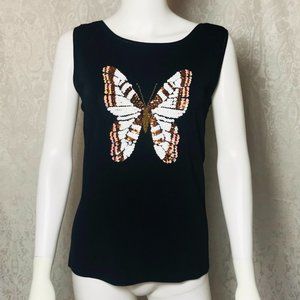 Lucia Burns Knit & Sequins Butterfly Top
